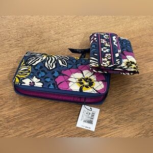 Vera Bradley Blue and Pink Floral Wallet Set
